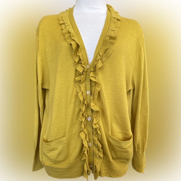 J. Crew Sweaters - J CREW Ruffled Hem Cardigan